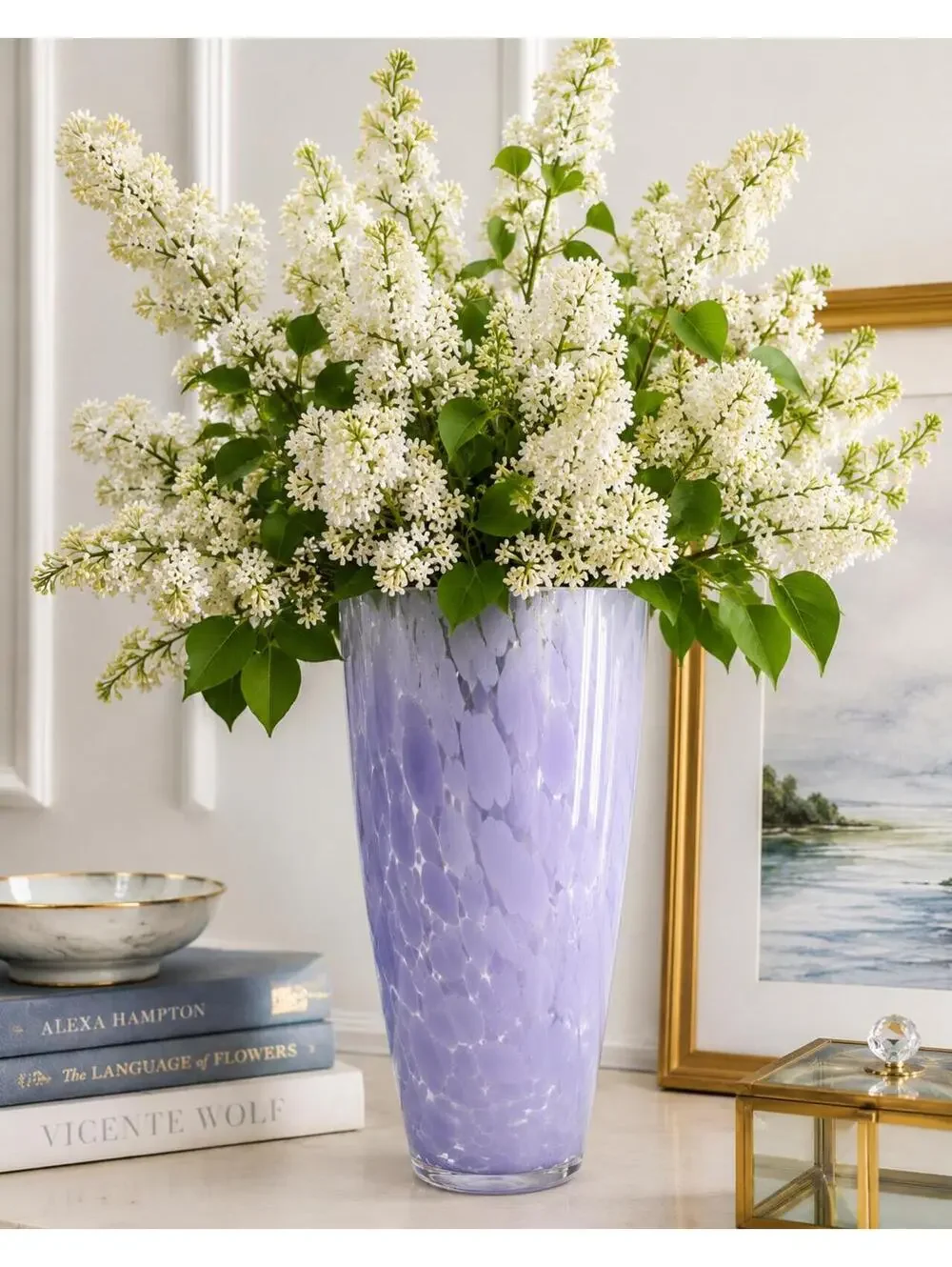 Hand-Blown Lavender Frit Art Glass Vase – Studio Glass Pebble Pattern Vase